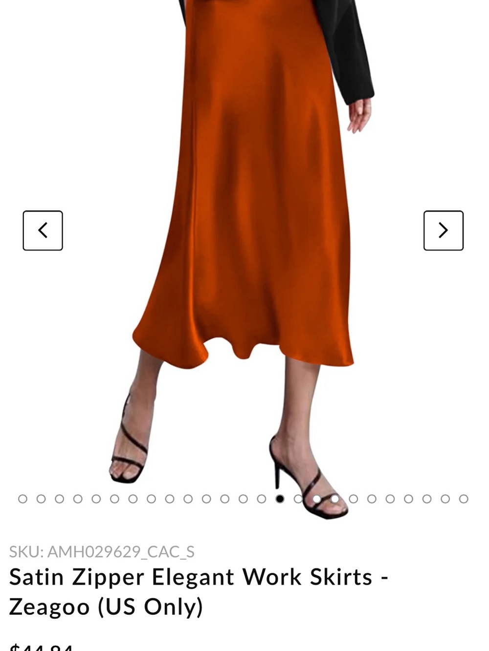 zeagoo Satin Midi Skirt in Rust Orange